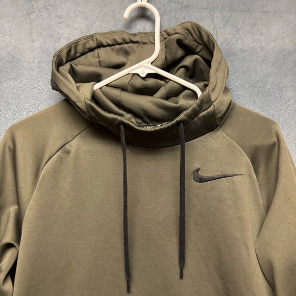 Nike Dri Fit Military Sweatshirt Embroidered Logo Swoosh Hooded Pullover Jumper - Picture 3 of 11